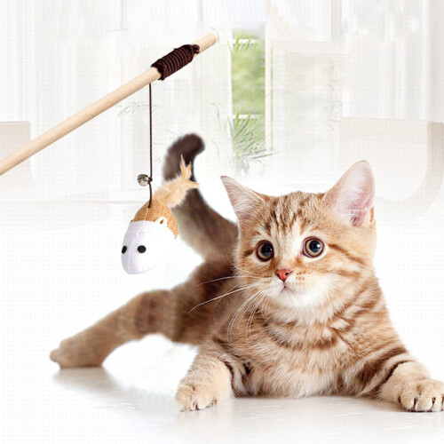 Interactive Cat Teaser Wand with Furry Plush Accessories 1 1