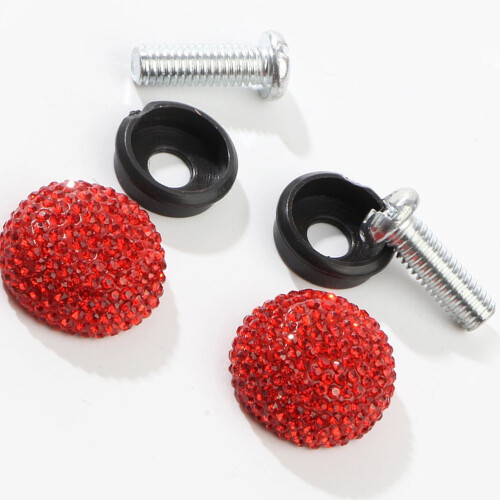 License Plate Screws Fastener Red Plastic Set 1