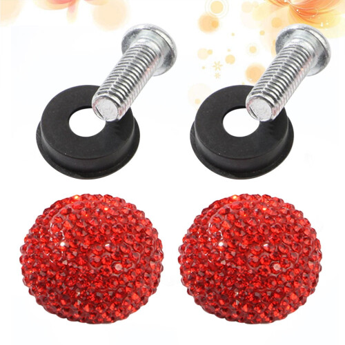 License Plate Screws Fastener Red Plastic Set 2
