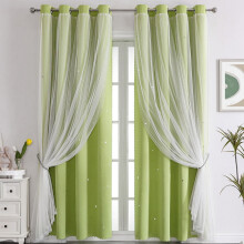 Green Blackout Curtains Polyester 100x130cm Grommet Top