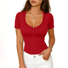 Maglia da donna a maniche corte con scollo a V