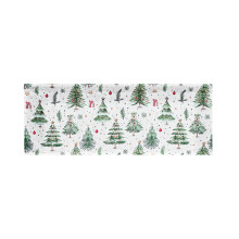 Christmas Kitchen Curtain Valance White Green Snowman Tree