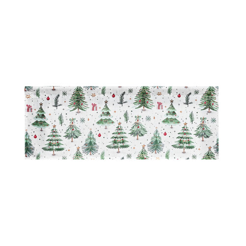 Christmas Kitchen Curtain Valance White Green Snowman Tree