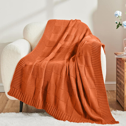 Knitted Blanket Boho Decorative Throw Acrylic 1 pc
