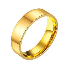 Stainless Steel Minimalist Ring Gold 6mm Size 11
