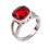 Stainless Steel Square Cubic Zirconia Ring Silver Red Size 1