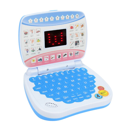 Mini Laptop Toy with LED Display Music Learning Games Blue 1