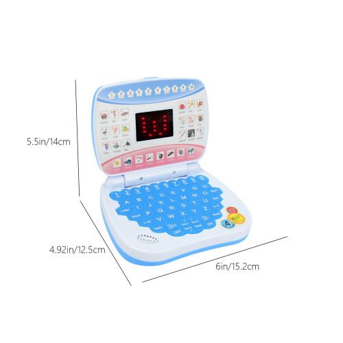 Mini Laptop Toy with LED Display Music Learning Games Blue 2