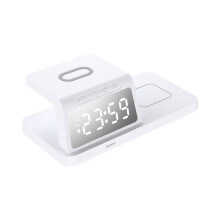Wireless Charging Station with Digital Alarm Clock 15W White