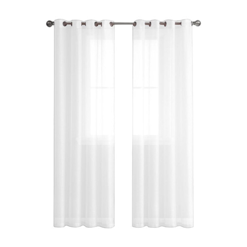 Linen Curtains 98 Inch Semi-Sheer Light Filtering Back Tab