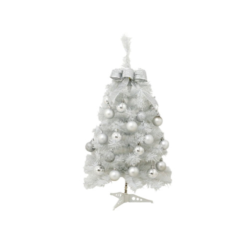 Mini LED Christmas Tree White 17.72 Inch with 16 Ornaments