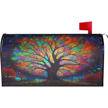 Mailbox Cover Colorful Tree Design Magnetic 21x18 in