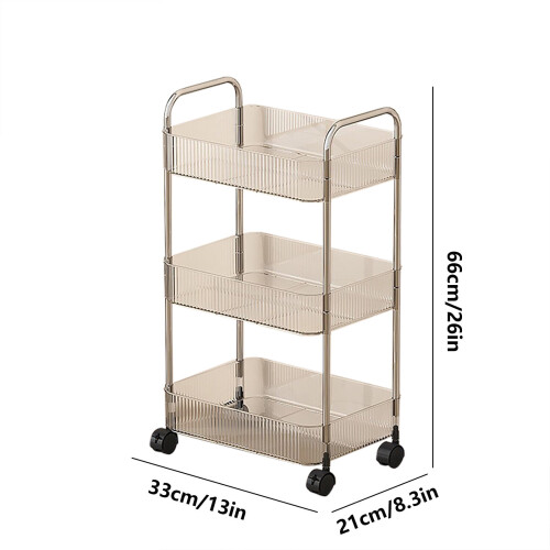 3-Tier Rolling Storage Cart with Transparent Bins 2