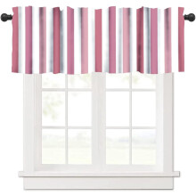 Stripe Valance Kitchen Cafe Pink White Vertical 54x18 inch