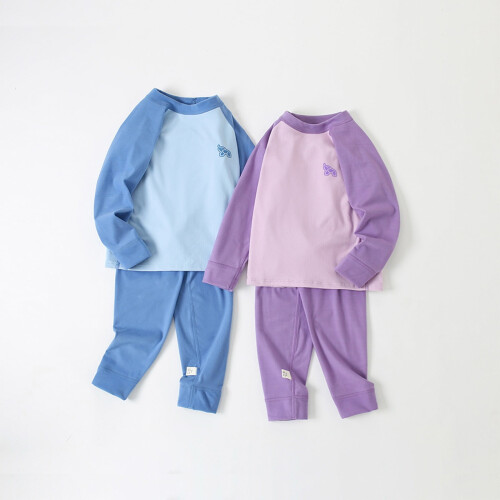 Completo intimo termico per bambini in cotone, 2 pezzi, viola, 3-4 anni 2