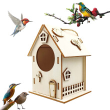 Wooden Outdoor Bird Hanger and DIY Bird House with Rope