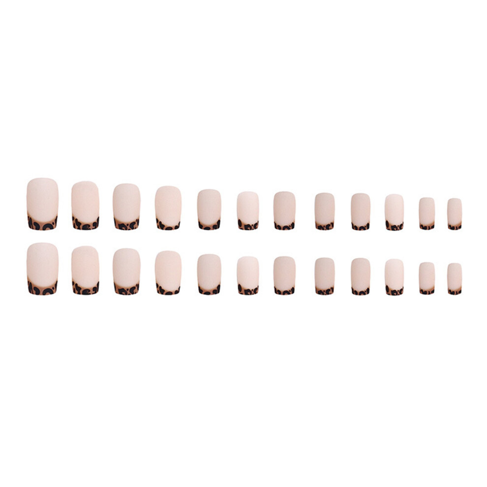Hue-Grain Matte Square Press-On Nails With Brown Tip
