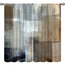 Abstract Thermal Curtains Grey Blue Beige 2 Panels 84x84