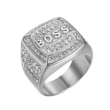 Men's Stainless Steel CZ Ring Silver Size 10