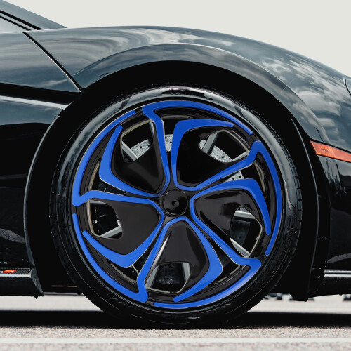 Coprimozzi per auto Soimiss in PP blu e nero (1 set) 2