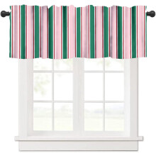 Pink and Green Striped Valance Curtains 54x18 inch Rod