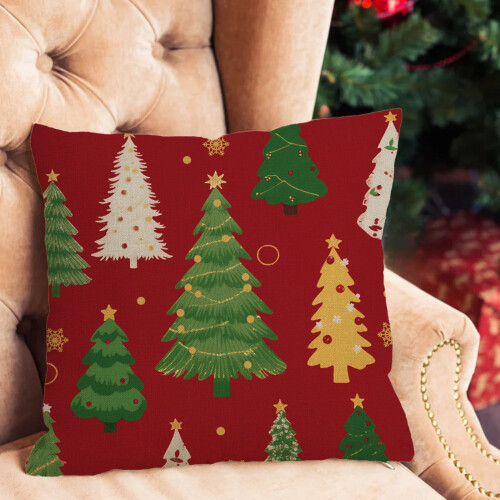 Christmas Pillowcase Polyester Tree Wreath Design 1 Piece 2