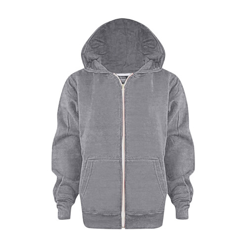 Toddler Pullover Hoodie Solid Grey Zip Jacket for Kids 7-8
