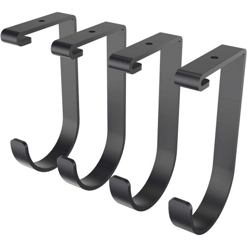Heavy Duty Storage Hooks Black 4-Pack