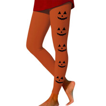 Women's Plus Size Pumpkin Print Leggings Orange S