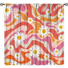 Pink 70s Flower Curtains Retro Boho Floral 63x63 Inch