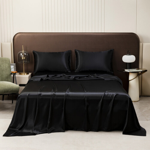 Silk Bed Sheets and Pillowcases Set Full Size