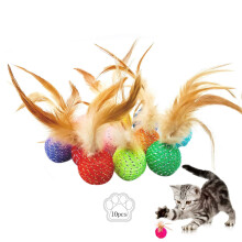 Rainbow Cat Toys with Feathers and Bells 10 Pcs