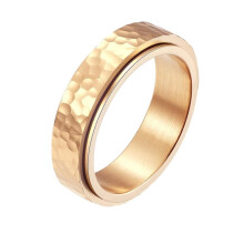 Unisex Stainless Steel Moon Crater Fidget Ring Rose Gold