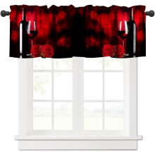 Wine Kitchen Valance Curtain Red Rose Floral 54x18 in