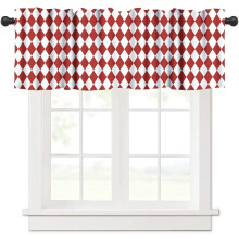Red and White Checkered Valance 54x18 inch Rod Pocket