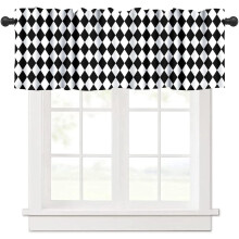 Black and White Checkered Valance 54x18 inch Rod Pocket