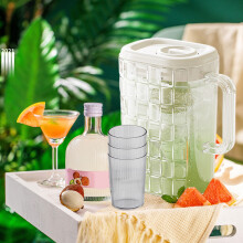 Light Luxury Cold Water Kettle 2L Cool White with 3 Cups