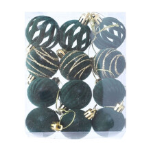 Christmas Ornaments Set Black Suede 12 Pieces