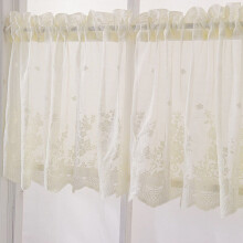 Floral Lace Sheer Curtains Beige Voile 2 pcs