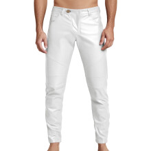 Men's PU Leather Trousers Solid Color Mid-Rise 1 Pair