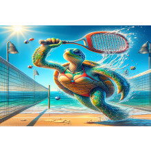 Wooden Sea Turtle Pickleball Jigsaw Puzzle 300 Pieces