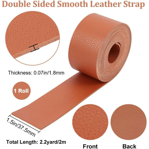 Lychee Pattern Imitation Leather Band Chocolate 2M Roll 1