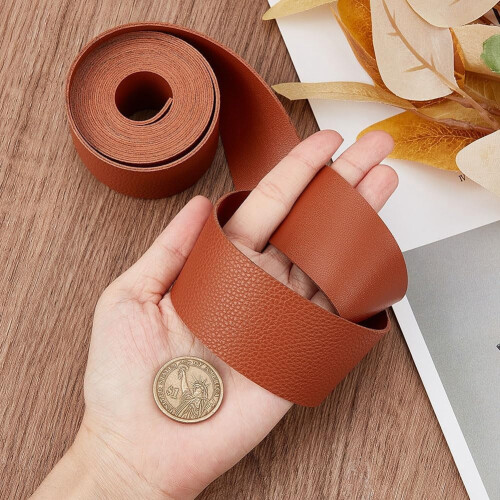 Lychee Pattern Imitation Leather Band Chocolate 2M Roll 2