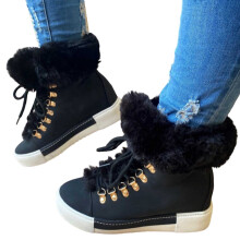 Women's Waterproof Snow Boots Wide Calf Black Size 7.5
