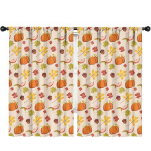 Pumpkin Pattern Thanksgiving Curtains 2 Pack 52x84 in