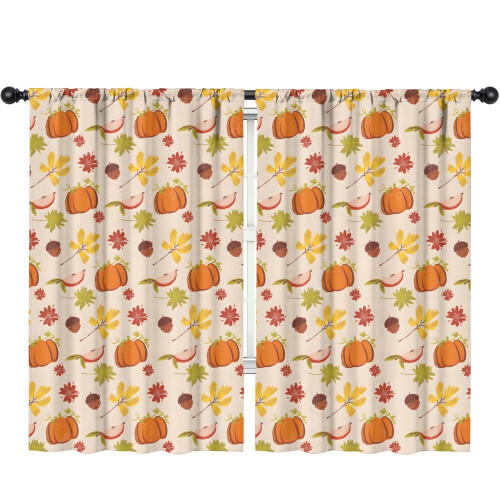 Pumpkin Pattern Thanksgiving Curtains 2 Pack 52x84 in