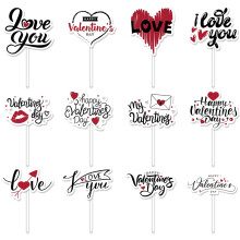 Valentine's Day Cake Toppers Dessert Toothpicks 12 Pcs