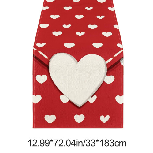 Valentinsdagsbordløper i lin, varmeisolerende, gjenbrukbar 1