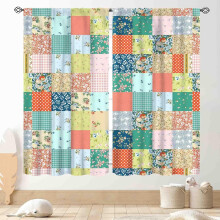 Boho Patchwork Curtains Floral Vintage Pattern 2 Panels