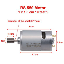 Electric Drill DC Motor for Kids' Car 12V 6V 24V 10-Tooth